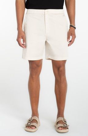 Liverpool L.A. Flat Front Cotton Button & Drawstring Shorts in Parchment at Nordstrom, Size Xx-Large