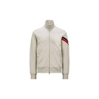 Moncler Moncler Tricolor Accent Cotton Zip-up Sweatshirt, Men, Beige, Size: L
