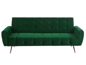 VENTE-UNIQUE.COM Sof&aacute; cama poli&eacute;ster 3 plazas verde pino 209x83cm
