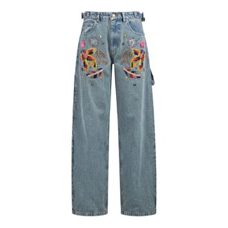 Souvenir Wide Jeans, female, Blue, Size: XS Embellished Wide Jeans
