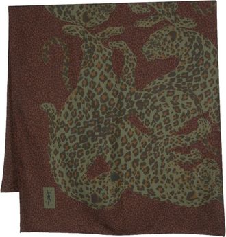 Saint Laurent 1980s leopard print silk scarf - women - Silk - One Size - Brown