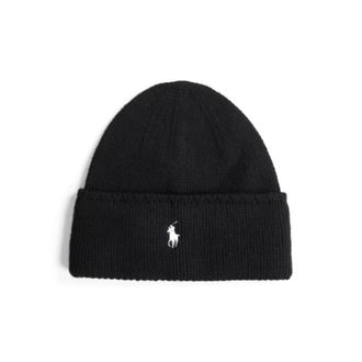 Polo Ralph Lauren Pony Beanie - Dames - Hoeden - Zwart - ONE Size - Wol - Accessoires