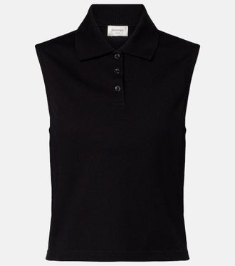 Saint Laurent Cassandre cotton pique top