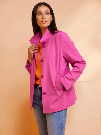 Heine Langjacke HEINE, Damen, Gr. 48, pink (fuchsia), 90% Polyester, 10% Elasthan, unifarben, Jacken Langjacke