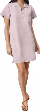 Lilla P Twill Split Neck Collared Dress In Thistle