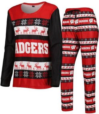Foco Womens FOCO Red Wisconsin Badgers Ugly Long Sleeve T-Shirt & Pajama Pants Sleep Set at Nordstrom, Size Small