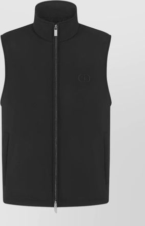 Dior high collar sleeveless coat side pockets