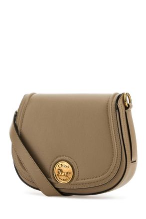 Chlo&eacute; Womens Cappuccino Leather Horse Medal Crossbody Bag Brown Borse A Tracolla