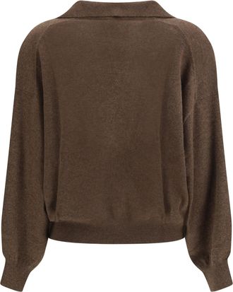 Lisa Yang Womens V-Neck Cashmere Sweater Dark Truffle (capra Hircus)