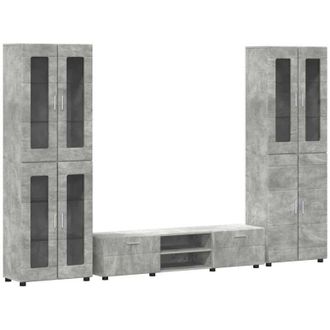 vidaXL TV Cabinet Set with Drawer FLORIN Concrete Grey Engineered Wood vidaXL