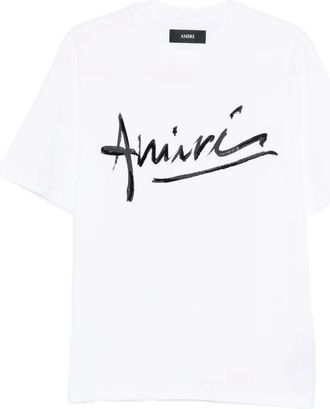 Amiri Script T-shirt met ronde hals en korte mouwen - Wit