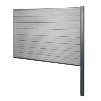 Hhg Hhg - Wpc Pantalla De Privacidad Sarthe, Valla Cortavientos, Postes De Aluminio Para Fijar En Hormig&oacute;n, Elemento De Extensi&oacute;n, 185cm Gris