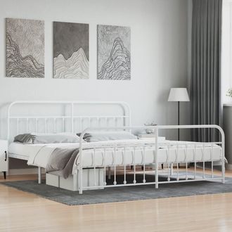 vidaXL Estructura Cama Sin Colch&oacute;n Con Estribo Metal Blanco 193x203 Cm Vidaxl