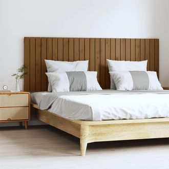 vidaXL Cabecero Cama Pared Madera Maciza Pino Marr&oacute;n Miel 166x3x60 Cm Vidaxl