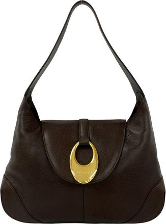 Bulgari Brown Leather Shoulder Bag Tote Bag (Pre-Owned)