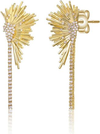 Rachel Glauber 14K Gold Plated with Clear Cubic Zirconia Dangle Fringe Cascade Earrings