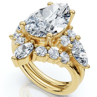 Pompeii3 Certified 2.90Ct Pear Diamond Engagement Ring Set 14k Gold or Pt Lab Grown