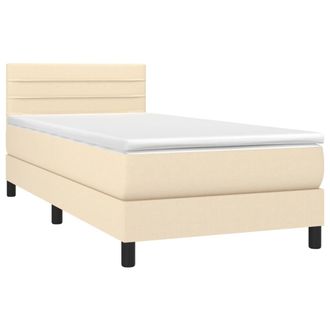 vidaXL Cama Box Spring Con Colch&oacute;n Tela Color Crema 90x200 Cm Vidaxl