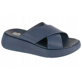 FitFlop Dames/Dames F-Mode Leren Flatform Sliders (Marineblauw)