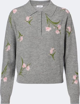 Erdem Floral intarsia wool polo sweater