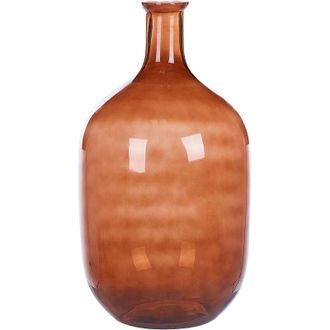 Beliani Decorative Vase DALCHINI Glass 51 cm Golden Brown