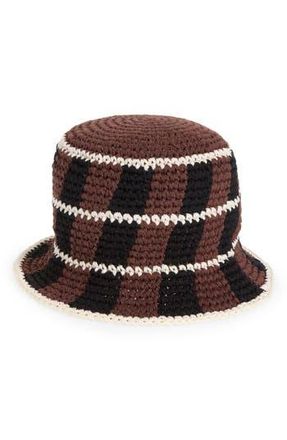 Melrose and Market Crochet Bucket Hat in Brown- Black Multi at Nordstrom Rack