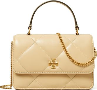 Tory Burch Kira Diamond Quilt Mini Top Handle Crossbody in Vanilla Soft Serve at Nordstrom