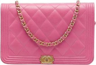 Chanel Pre-owned Boy Wallet on Chain - Dames - Vintage Schoudertas - Roze - ONE Size - Leer - Vintage