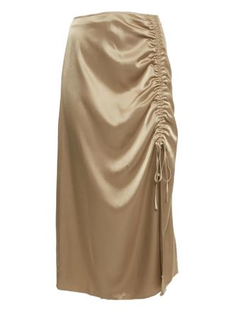 Polo Ralph Lauren ruched mini skirt - women - Triacetate/Polyester - S - Neutrals