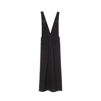 Alysi Wollen Strepen Mouwloze Jurk - Dames - Casual kleedjes - Zwart - S - Wol - Kleedjes