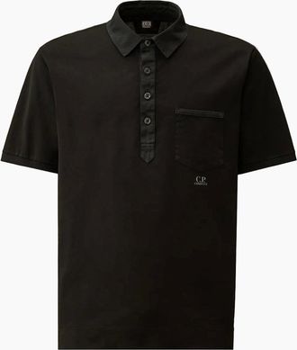 C.P. Company Mens Micronet Jersey Pocket Polo Shirt - Black - Size: 42