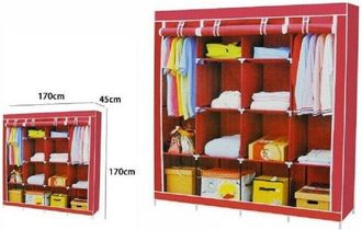 Trade Shop Trade Shop - Armadio Guardaroba Tessuto Appendiabiti Acciaio Smontabile Abiti 4 Ante