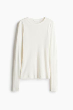 H&M Figurnahes Baumwollshirt - White