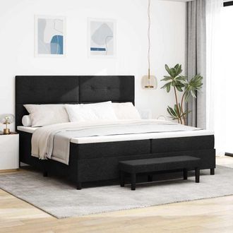 vidaXL Vidaxl - Letto A Molle Con Materasso Nero 200 X 200 Cm Tessuto