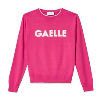Ga&euml;lle Paris Lurex Logo Pullover Roze Vrouwen - Dames - Longsleeves - Roze - S - Katoen - Tops