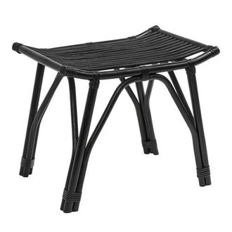 Jonathan Y Designs Gabriel Modern Bohemian Handcrafted Rattan/Teak Wood Curved Seat Accent Stool in Black at Nordstrom