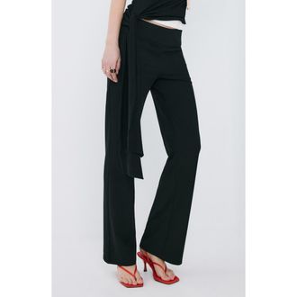 Mango Pull-On Mid Rise Flare Pants in Black at Nordstrom, Size X-Small