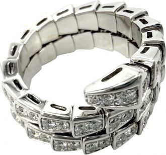 Bulgari Serpenti Silver White Gold (18K) Band Ring (Pre-Owned)