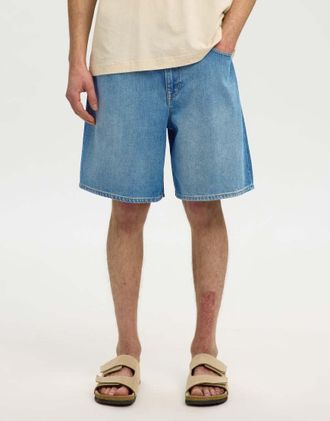 Selected Pantaloncini di jeans blu medio