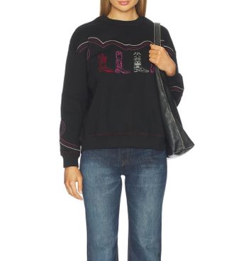 Never Fully Dressed Cowboy Long Sleeve Sweatshirt In Black