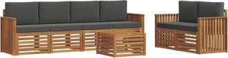 vidaXL Conjunto De Sof&aacute;s De Exterior 7 Uds. Natural Y Antracita Vidaxl