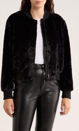 Sanctuary Luxe Faux Fur Zip Bomber Jacket in Black at Nordstrom Rack, Size X-Small