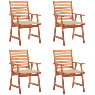 vidaXL Vidaxl - Sillas Comedor De Jard&iacute;n Y Cojines 4 Uds Madera Maciza Acacia