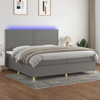vidaXL Vidaxl - Cama Box Spring Colch&oacute;n Y Luces Led Tela Gris Claro 200x200 Cm