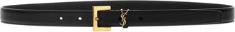 Saint Laurent Cassandre Dunne Riem - Dames - Accessoires - Zwart - Maat: 85 CM Leer