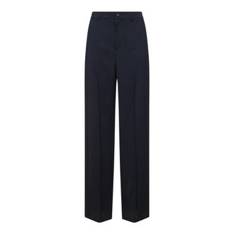 Gucci Wide Trousers, female, Blue, Size: M Silk jacquard trousers