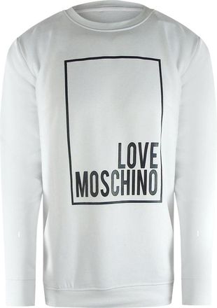 Moschino Mens Love Box Logo White Sweatshirt Cotton - Size X-Large
