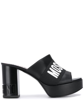 Moschino Mules con logo - Nero