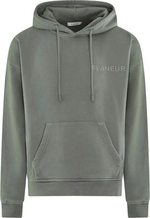 Flaneur Fl&acirc;neur, Hoodies & sweatvesten, Heren, Groen, S, Katoen, Double Logo Washed Hoodie