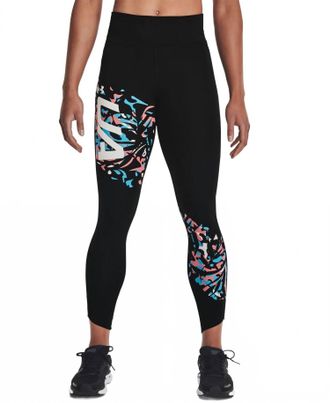 Under Armour Womens Fly Fast Floral-Print Leggings In Black/white